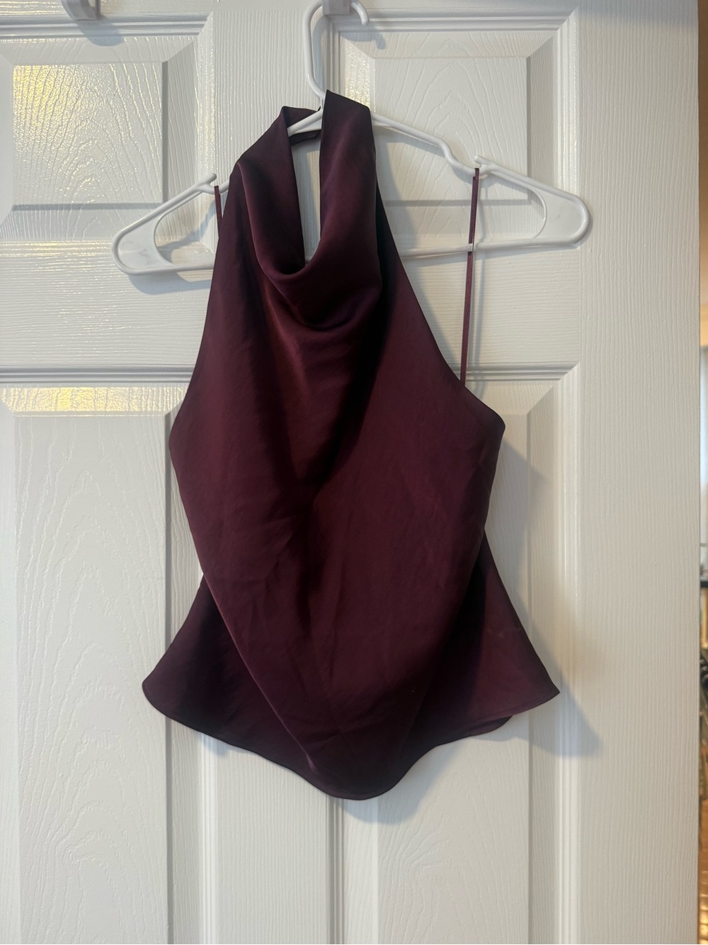 Zara Sleeveless Cowl Neck Halter Top in Deep Plum
